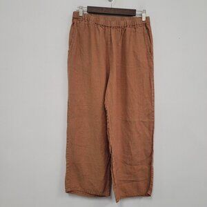 Flax Womens Cropped Wide Leg High Rise Pants Size S Burnt Orange Lagenlook Boho
